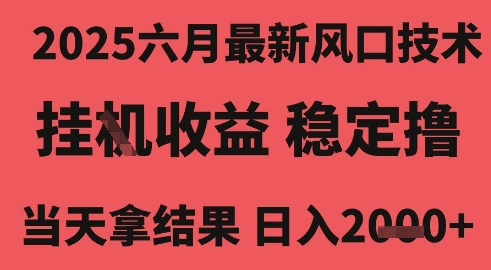 2025六月最新风口技术，无人挂G撸礼物，长期稳定 一个小时收益2k+，小白当天拿结果【揭秘】-一号资源库
