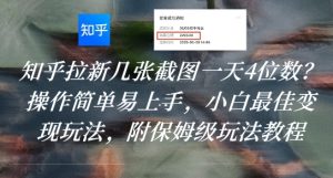 知乎拉新几张截图一天4位数？操作简单易上手，小白最佳变现玩法，附保姆级玩法教程-一号资源库