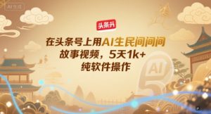 在头条号上用AI生民间故事视频，5天1k+，纯软件操作-一号资源库
