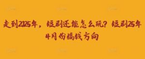 走到2025年，短剧还能怎么玩？短剧25年4月份搞钱方向-一号资源库