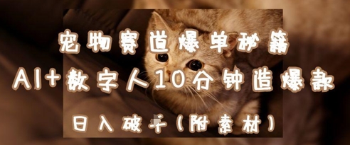 宠物赛道爆单秘籍：AI+数字人10分钟造爆款，日入1k-一号资源库