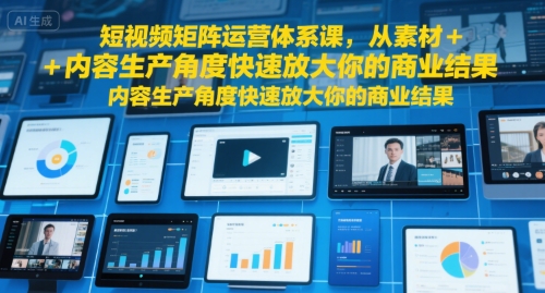 短视频矩阵运营体系课，从素材+内容生产角度快速放大你的商业结果-一号资源库