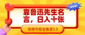 靠鲁迅先生名言,日入数张,视频号掘金赛道5.0-一号资源库