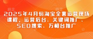 2025年4月份淘宝全套运营现场课程,运营后台、关键词推广、SEO搜索、万相台推广-一号资源库