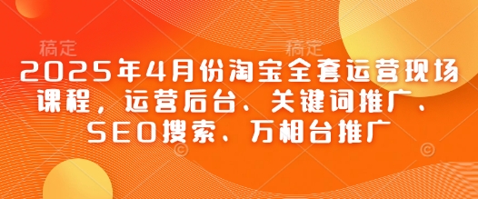 2025年4月份淘宝全套运营现场课程，运营后台、关键词推广、SEO搜索、万相台推广-一号资源库