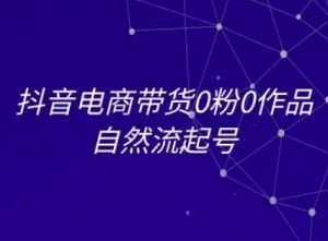 抖音电商带货0粉0作品自然流起号，抖音电商教程-一号资源库