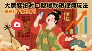 大唐胖妞对口型爆款短视频玩法，快速起千粉万粉号-一号资源库
