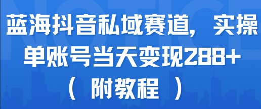 蓝海抖音私域赛道，实操单账号当天变现288+(附教程)-一号资源库