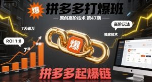 拼多多打爆班原创高阶技术第47期,拼多多起爆链-一号资源库