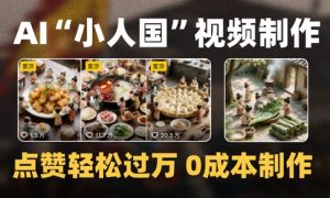 爆款1000W+播放微缩景观迷你小人国AI视频0成本制作全流程教学-一号资源库