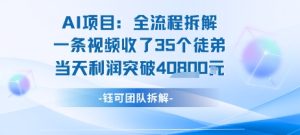 AI收徒变现闭环：一条视频收35人，日入1k+(附完整SOP)-一号资源库