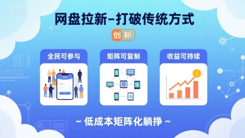 网盘拉新-打破传统方式，低成本矩阵化躺挣，全民可参与、矩阵可复制、收益可持续【揭秘】-一号资源库