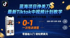 蓝海项目挣美刀，最新Tiktok中视频计划教学，从0-1教你学会海外TK中视频，一次性讲清楚-一号资源库