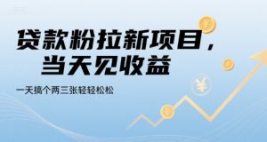 贷款粉拉新项目，当天见收益，一天搞个两三张轻轻松松【揭秘】-一号资源库