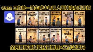 coze工作流一键生成”中年男人困境扎心高涨粉高播放量图文视频”保姆级拆解教程，无需剪辑，无需拍摄写文案-一号资源库