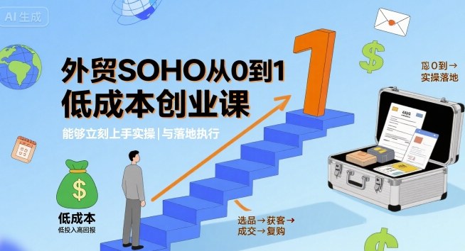 外贸SOHO从0到1低成本创业课，能够立刻上手实操与落地执行-一号资源库
