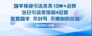 国学视频引流条条10W+点赞当日引流变现超4位数-一号资源库