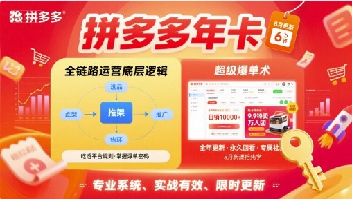 拼多多年卡【8月更新6节】拼多多全链路运营底层逻辑，超级爆单术-一号资源库