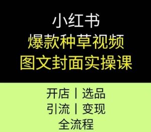 小红书爆款种草视频图文封面实操课,开店、选品、引流、变现全流程-一号资源库
