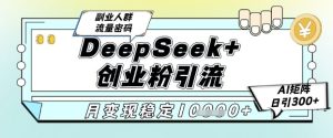 DeepSeek+创业粉精准引流，全新分享课4.0玩法，AI矩阵日引300+，多种变现方式，稳定月入1W-一号资源库