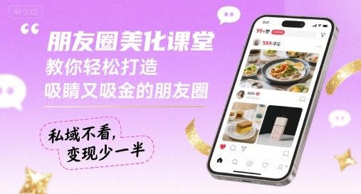 朋友圈美化课堂，教你轻松打造，吸睛又吸金的朋友圈，私域不看，变现少一半-一号资源库