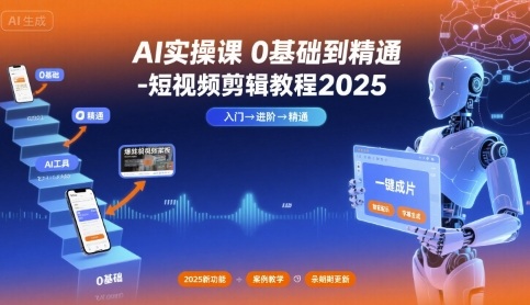 AI实操课0基础到精通-短视频剪辑教程2025-一号资源库