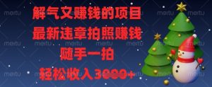 解气又挣钱的项目，最新违章拍照挣钱，随手一拍，轻松收入数张【揭秘】-一号资源库