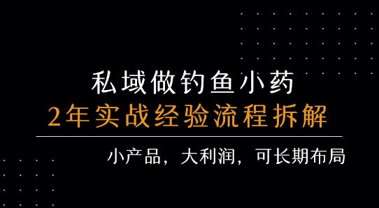 私域做钓鱼小药 每单利润3张+ 详细流程拆解-一号资源库