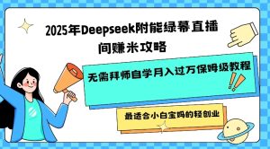 2025年Deepseek附能绿幕直播间挣米攻略无需拜师自学月入过W保姆级教程，最适合小白宝妈的轻创业-一号资源库
