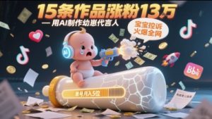用AI制作幼崽代言人，宝宝的控诉火爆全网，15条作品涨粉13W，单号月入5位数实操教程-一号资源库