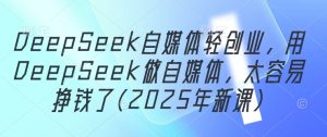 DeepSeek自媒体轻创业，用DeepSeek做自媒体，太容易挣钱了(2025年新课)-一号资源库