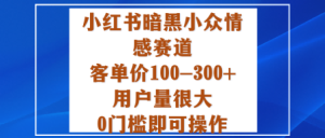 小红书暗黑小众情感赛道，客单价100-300+用户量很大，0门槛即可操作-一号资源库
