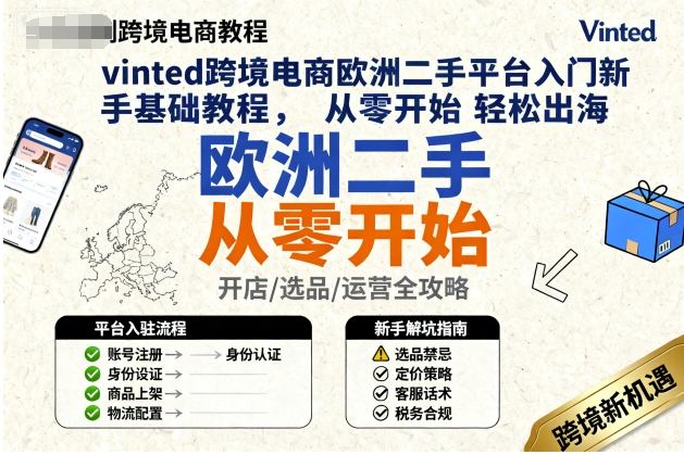 vinted跨境电商欧洲二手平台入门新手基础教程，从零开始轻松出海-一号资源库