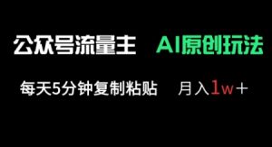 公众号流量主多赛道原创玩法，每天5分钟复制粘贴，月入1w+-一号资源库