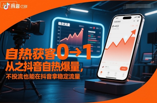 自热获客从0到1之抖音自热爆量，不投流也能在抖音拿稳定流量-一号资源库