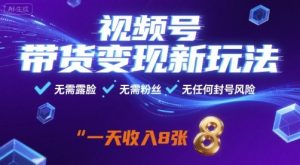 视频号带货变现新玩法,无需露脸,无需粉丝,无任何封号风险,一天收益8张【揭秘】-一号资源库