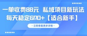 一单收费88元 私域项目新玩法 每天稳定6张+【适合新手】-一号资源库