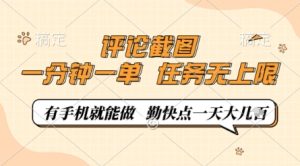 评论截图，0.5元一单，一分钟一单，有手机就能做，任务无上限，勤快点一天几张【揭秘】-一号资源库