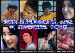 抖音某大V最新影视混剪课程,全新教学,轻松进抖音精选、独家内容-一号资源库
