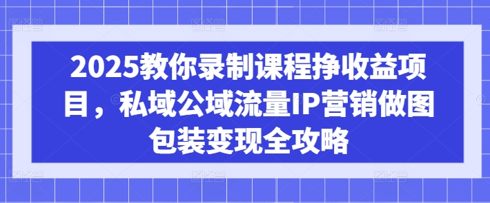 2025教你录制课程挣收益项目，私域公域流量IP营销做图包装变现全攻略-一号资源库