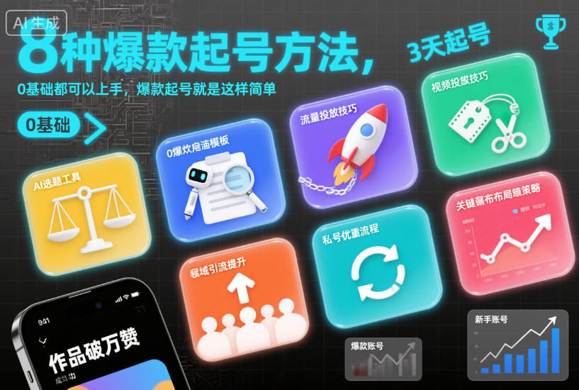 8种爆款起号方法，0基础都可以上手，爆款起号就是这样简单-一号资源库
