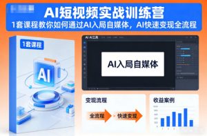 AI短视频实战训练营，1套课程教你如何通过AI入局自媒体，AI快速变现全流程-一号资源库