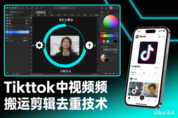 Tiktok中视频纯搬运剪辑去重技术，外来技术，自行测试-一号资源库
