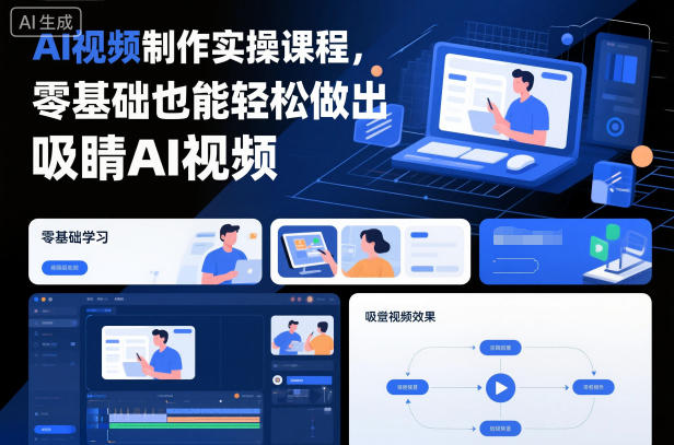 AI视频制作实操课程，零基础也能轻松做出吸睛AI视频-一号资源库