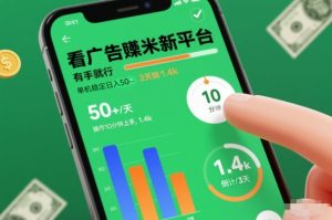 看广告賺米新平台，有手就行，单机稳定日入50+，操作10分钟上手，3天搞了1.4k【揭秘】-一号资源库