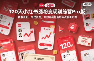 120天小红书涨粉变现训练营Pro版,精准涨粉,高效变现,为你量身打造的实战解决方案-一号资源库