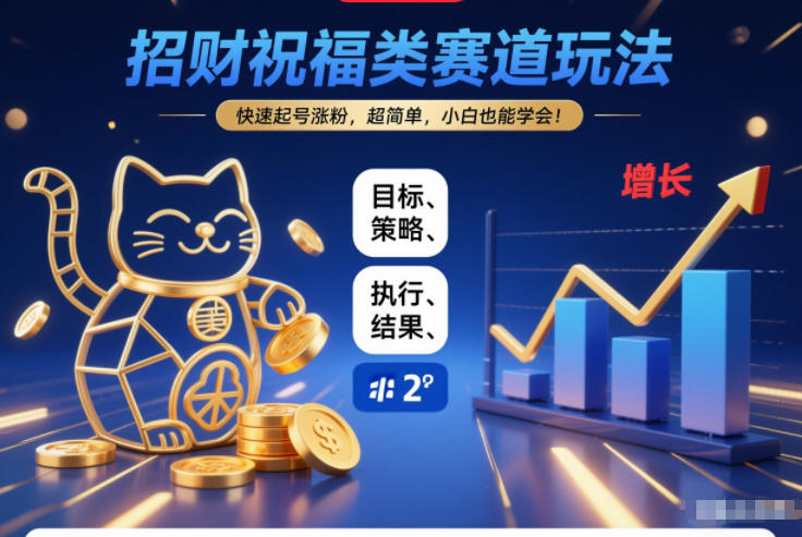 招财祝福类赛道玩法，快速起号涨粉，超简单，小白也能学会！-一号资源库