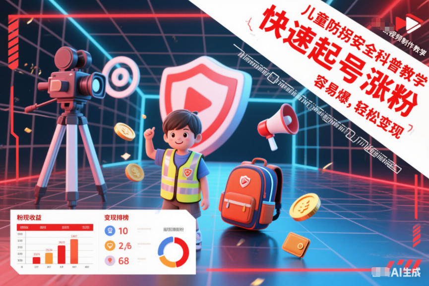 儿童防拐安全科普知识视频制作教学，快速起号涨粉，容易爆，轻松变现-一号资源库