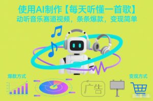 使用AI制作【每天听懂一首歌】动听音乐赛道视频，条条爆款，变现简单-一号资源库