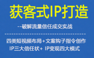 获客型IP打造,破解流量信任成,四类短视频布局+文案钩子指令创作IP三大信任状+IP变现四大模式-一号资源库